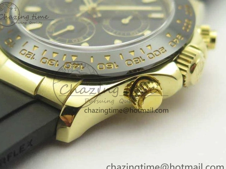 Daytona 1:1 Clone 116518 LN YG Dial Best Black ARF Rubber A4130 On Strap Super Edition 0303